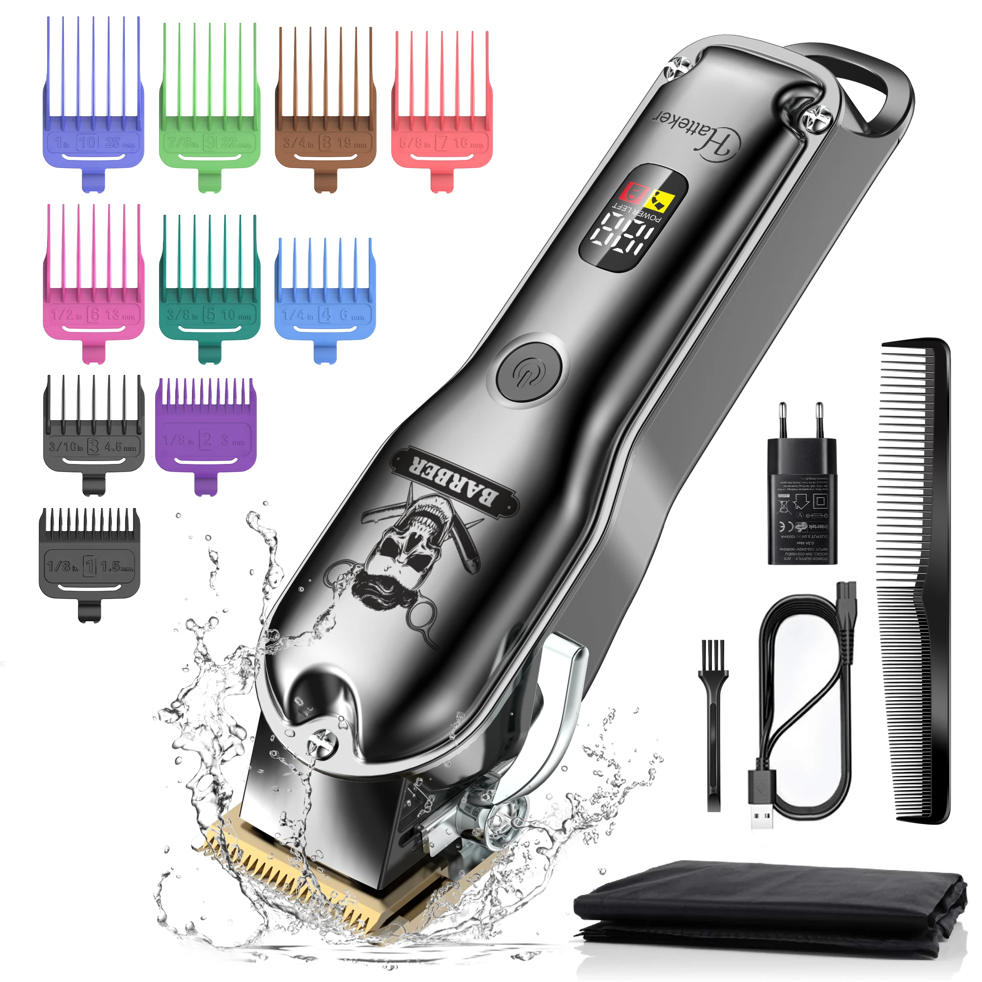 Hatteker Professional Hair Clippers Waterproof Barber Hair Cutting
