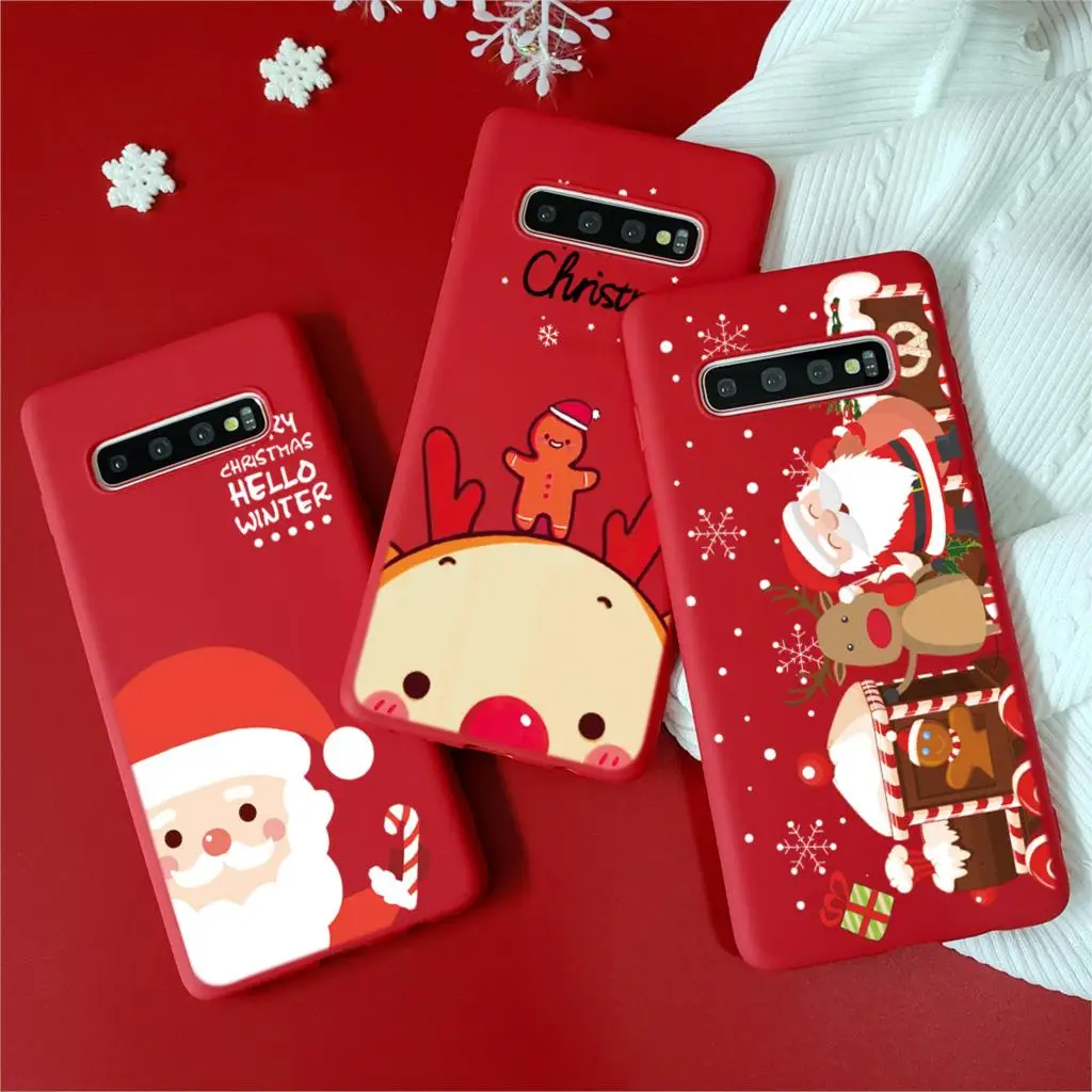Рождество год мультяшный чехол для samsung Galaxy S10 S9 S8 S6 S7 Edge Plus S10e J5 J7 J4 J6 плюс задний Чехол из мягкого ТПУ