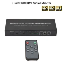 Extracteur Audio Compatible 4K/60HZ 5 ports HDR HDMI, commutateur Hdmi 5 en 1 avec commande IR pour ordinateur portable PS4 PS3 Apple TV vers HDTV