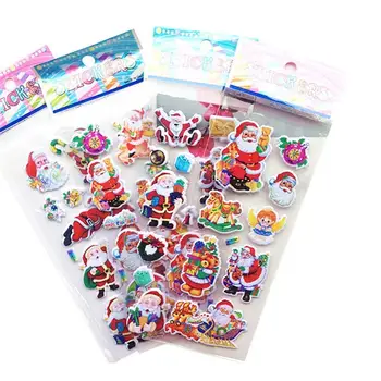 

10Pcs/lot Christmas Gifts Merry Christmas 3D Carton Sticker Puffy Stickers Santa For Kids Claus Happy Bubble Xmas New Decor Q2B6