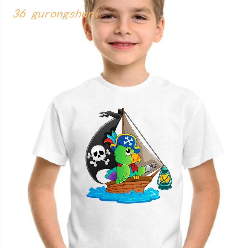 funny cartoon pirate t shirt for girls tshirt boy tops girl t-shirt children clothing kids clothes boys anime graphic t shirts t-shirt for kid girl