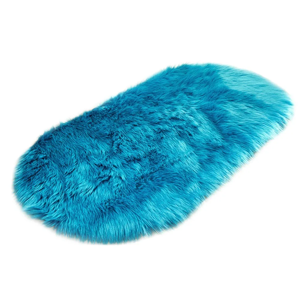 Blue 1 х коврик из искусственной овчины, мягкий ковер, чехол для стула, Искусственная овчина, шерсть, теплый ворсистый ковер, коврики для сиденья, коврик, противоскользящий, 40x60 см - Цвет: Blue