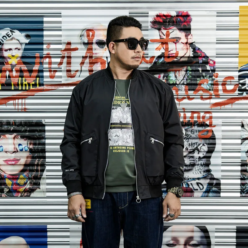 

2019 New Style Jacket Men's Plus-sized Back English Printed Loose-Fit Thread Closing Windproof Large Size Coat Fashion