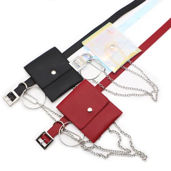 

Waist Bag Women Fanny Pack Laser PVC Bright Leather Chain Decorative Pockets Women Coin Purse Multi-purpose Waist Bag Fanny Pack