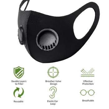 

Ship from CZ US 100PCS Reusable Breathable Mask Dustproof Face Mouth Mask Washable 3D Protective Mask with 2 Breather Valve mask