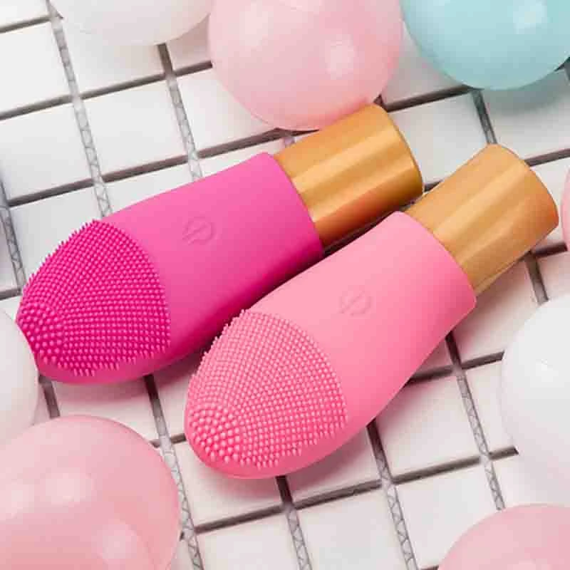 Battery Electric Silicone Cleansing Brush Instrument Ultrasonic Vibration Beauty Device Pore Cleaner Cleansing Brush