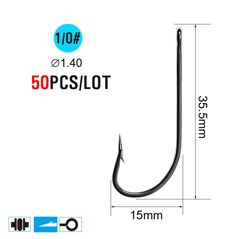 50pcs Size 1I0 ICERIO 50 шт. Высокоуглеродистая сталь колючая О 'Шонесси джиг Крючки соленой воды рыболовные кольчатые Крючки Аксессуары снасти - Цвет: 50pcs Size 1I0