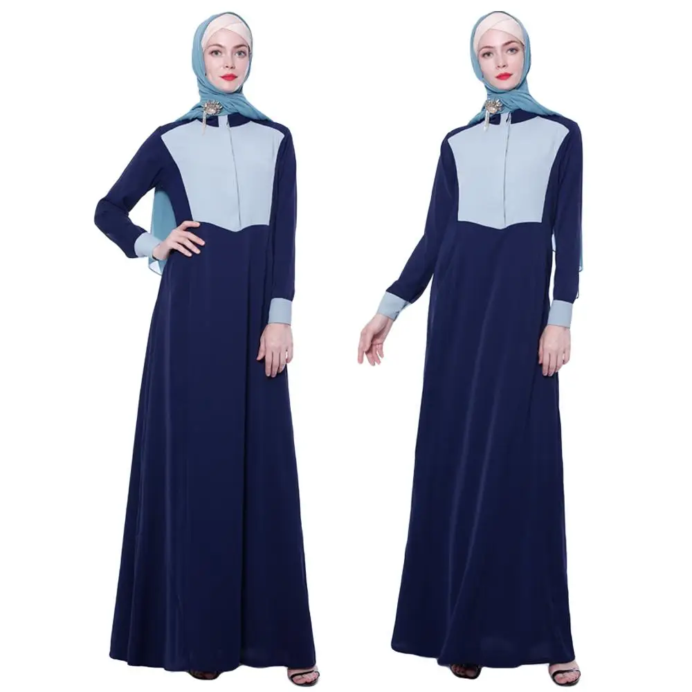 Модное женское платье с длинным рукавом мусульманское abaya исламское Макси jilbaw арабское платье с цветным блоком арабское лоскутное элегантное платье Рамадан
