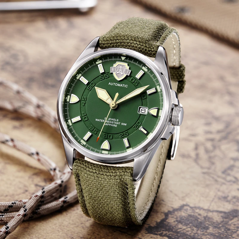 Luxury Brand Men Automatic Watch Sapphire ArmyGreen Military Mechanical Watch for Men Canvas Relogio Masculino 2021 Hcbb53fce256341daa3da6ff27aee0885g