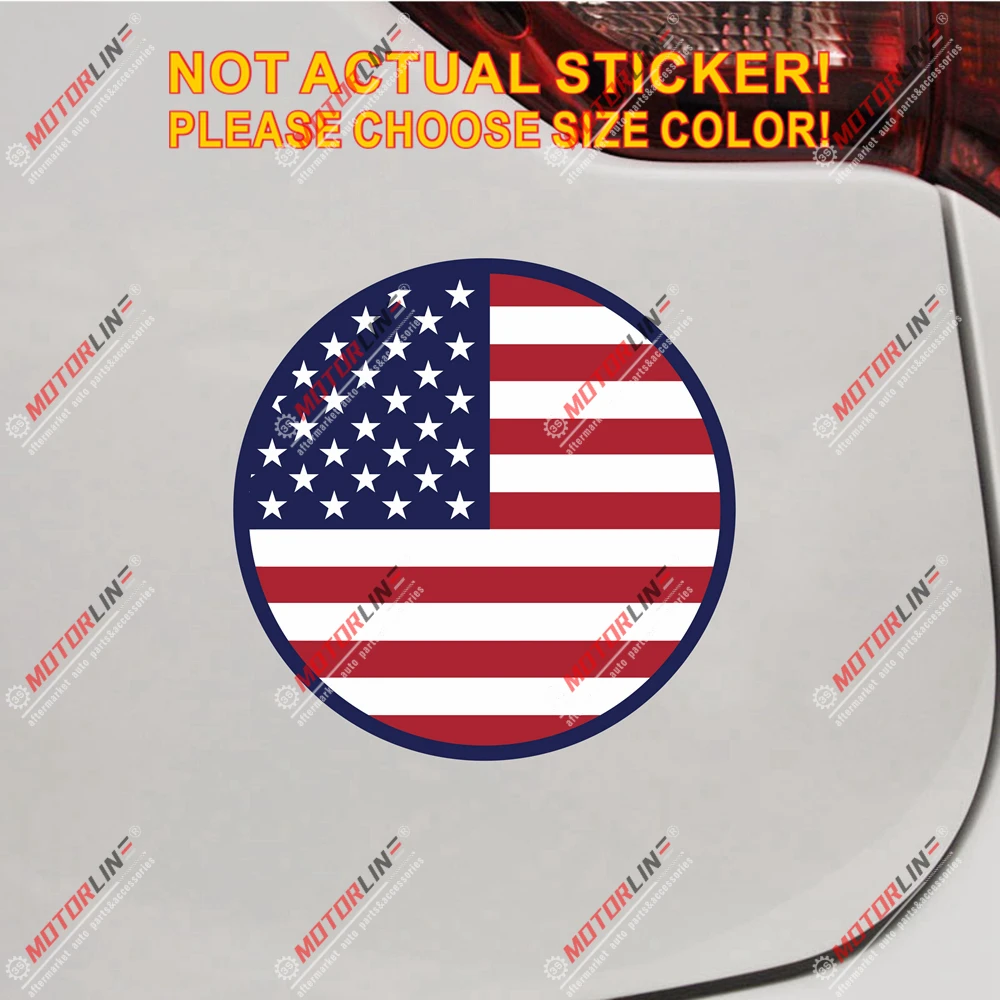 

Американский флаг США, круглая наклейка, автомобильная виниловая Светоотражающая Глянцевая наклейка, размер