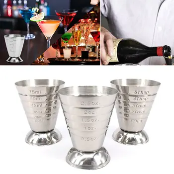 

75ml Measuring Shot Cup Ounce Jigger Bar Cocktail Drink Mixer Liquor Measuring Cup Mojito Measurer Coffee Mug Stainless Steel