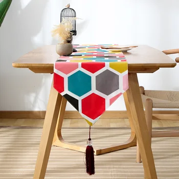 

Colorful Checkered Table Runner Cotton And Linen Fabric Table Runner Coffee Table TV Cabinet Decoration Table Runners tafelloper