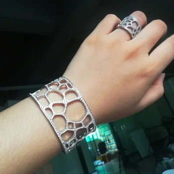 

SisCathy Luxury Trendy Stunning Bangle Ring Sets For Women Wedding Zircon CZ Bridal aretes de mujer modernos 2020 High Quality