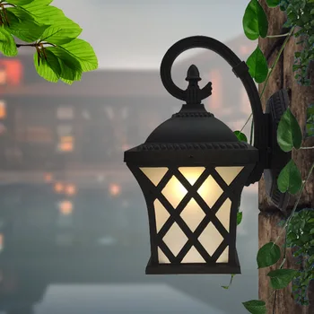 

European style Retro Loft corridor Fence Doorway patio LED antirust black decor light outdoor waterproof wall lamp YHJ011701