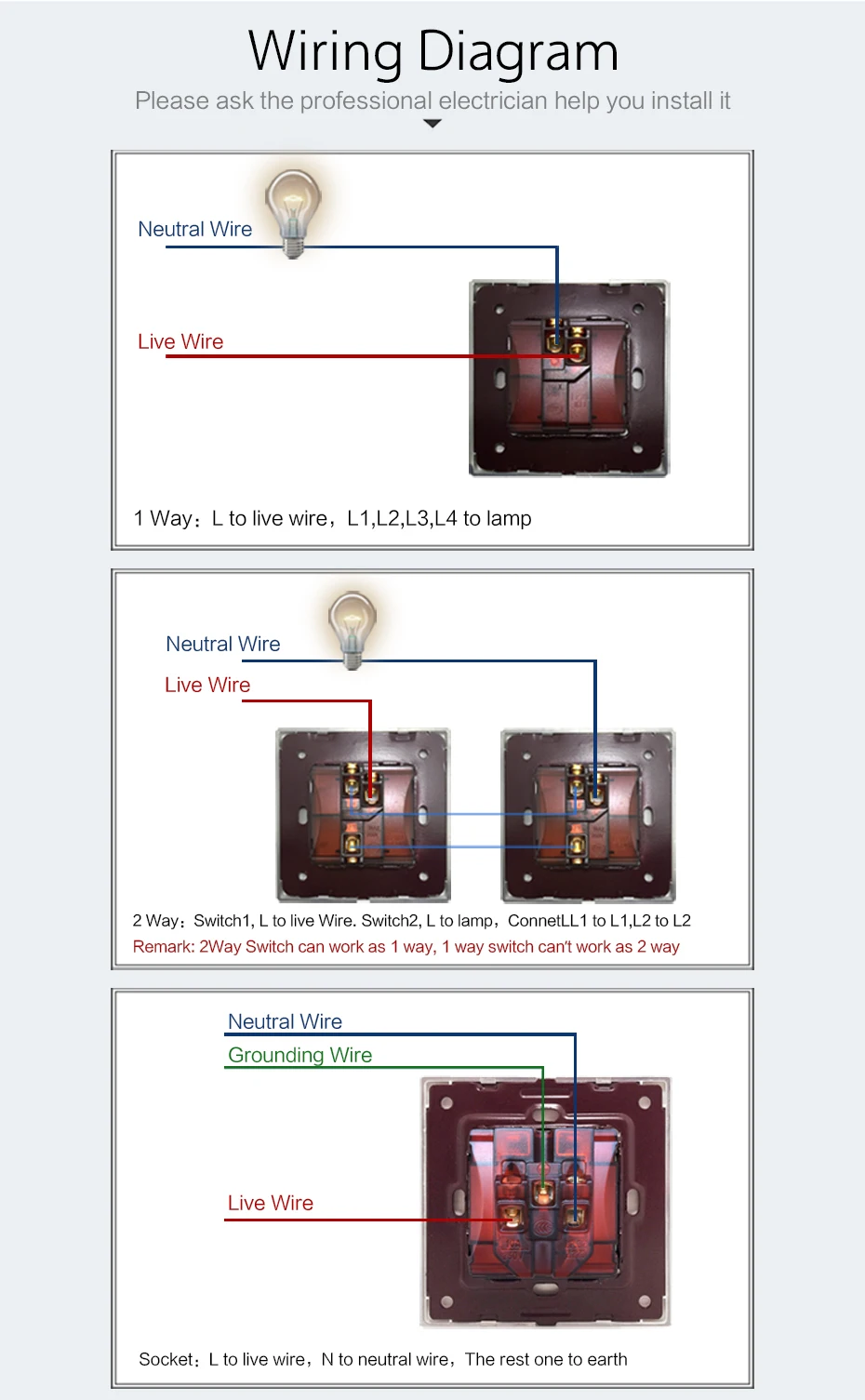1, 2, 3 Gang Light, 12V, 24V,