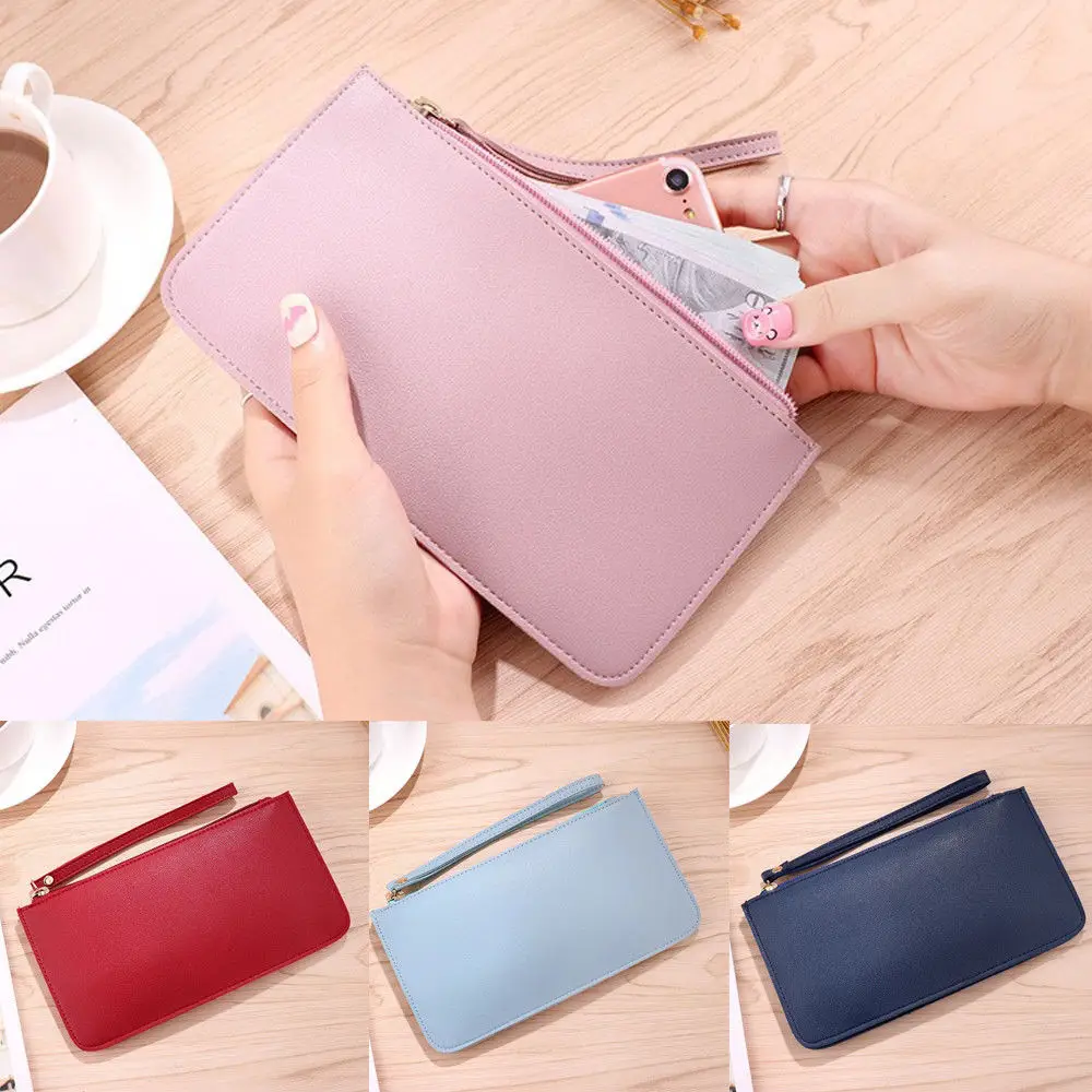 Fashion Women Lady PU Leather Zipper Purse Clutch Wallet Long Card Holder Phone Bag Case Handbag Black Blue Pink Red | Багаж и сумки