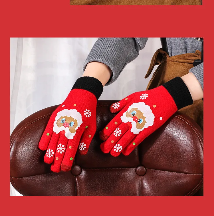 Cross border gloves, winter touch screen, Christmas student mobile games, outdoor thermal gloves