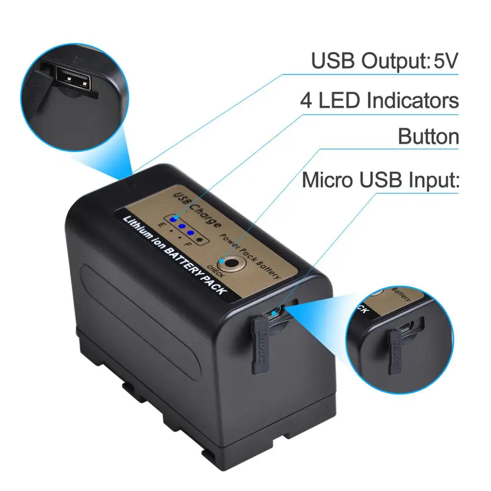Bateria com Carga de Saída Usb para Sony Batmax Novidades np F750 F970 F960 F550 F570 Qm91d Ccd-rv100 Tru47e Npf770 Np-f770 Np-f750 - Image 2