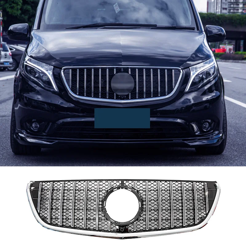 

Racing Grill High-Gloss Vertical Bars Front Bumper Grille Mesh For Benz VITO W447 2020 2021