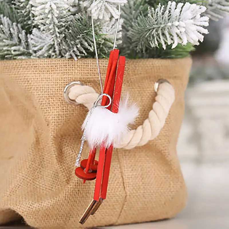 Рождественское украшение Подвеска деревянные сани висячие орнамент с пером для рождественской елки