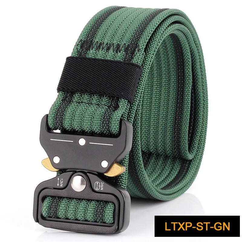 LTXP-ST-GREEN Хит цвета, вертикальные полосы, военные тактические ремни, мужские регулируемые нейлоновые поясные ремни, мужские быстросъемные армейские охотничьи армейские ремни - Цвет: LTXP-ST-GREEN