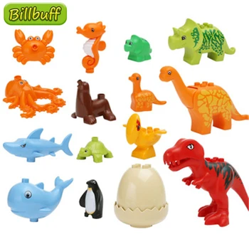 

DIY Big Particles Ocean Animal Octopus Penguin Shark Model Building Block Brick Accessory Compatible Duploingly Toy for Children