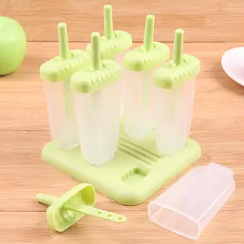 

6pcs/set Diy Ice Lolly Cream Molds Ice Tray Rectangle Shaped Ice Cream Pops Molds Tray Stick Ice Cream Makers Mould