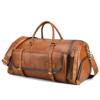 

Men's Crazy Horse Leather Travel Bag Cow Leather Big Travel Duffel Durable Cowhide Weekend Bag Man Genuine Leather Luggage Bag