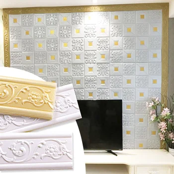 

4PCS 3D self-adhesive обои рамка водонепроницаемый пневматик плинтус foam wall stickers frame wall surrounding Frame