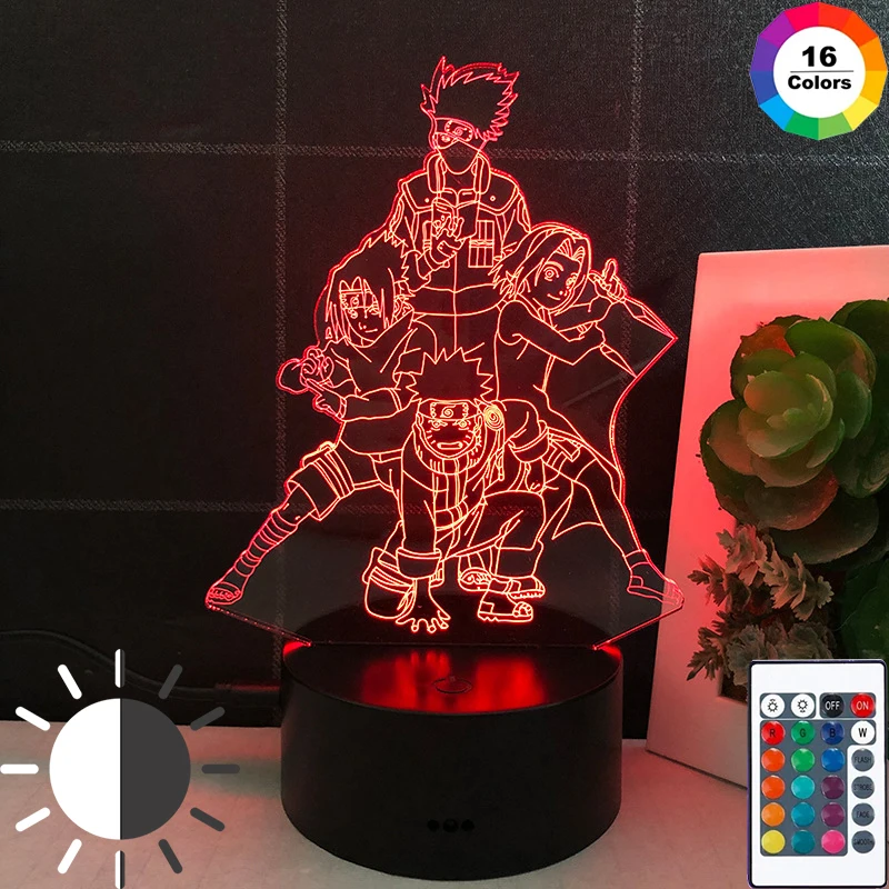 3D Наруто лампа фигурка Mangas аниме Luces светодиодный светильник с цветным датчиком