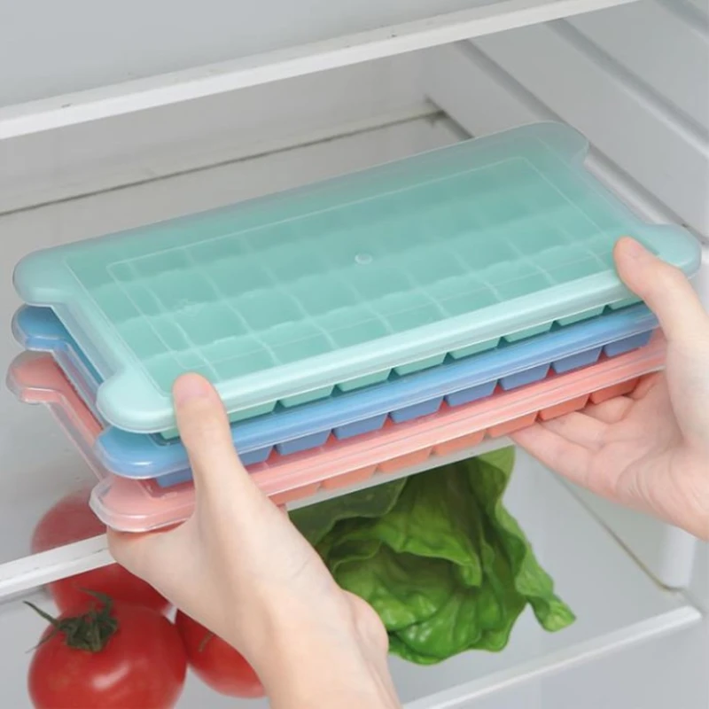 

1PC Silicone Honeycomb Shaped Ice Cube Tray Ice Making Mold With Cover With 36 Compartments