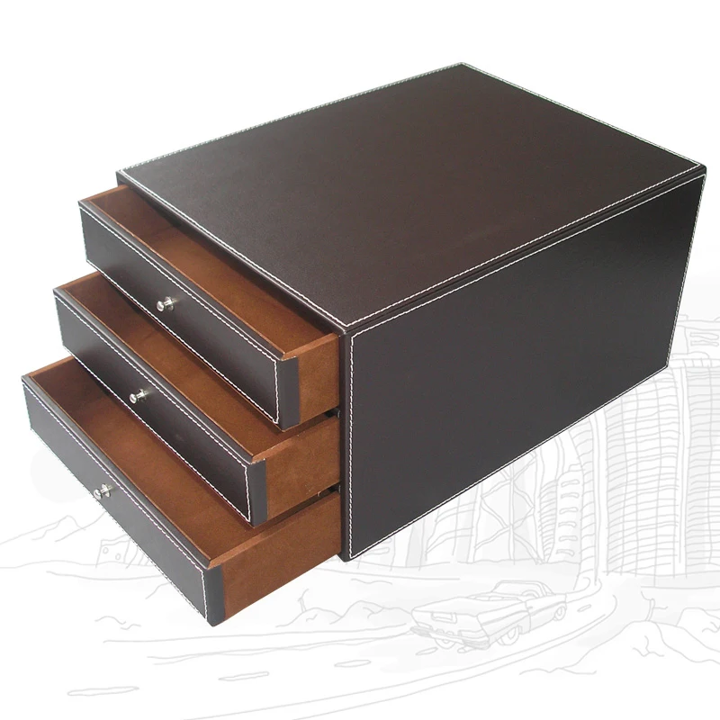 Kingfom Large Office Desk Organizer Set Pen Holder Rectangle Tissue Box File Rack Document Tray Memo Case Ashtray T52K