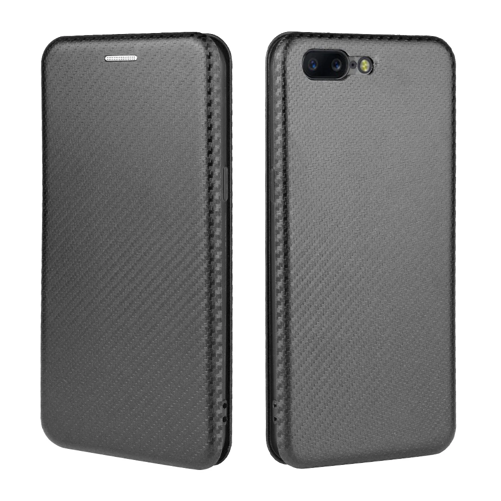 For OnePlus 5 Case 5.5 inch Carbon Fiber Flip Leather Case For OnePlus 5 Business Magnetic Wallet Card Slot Slim Cover