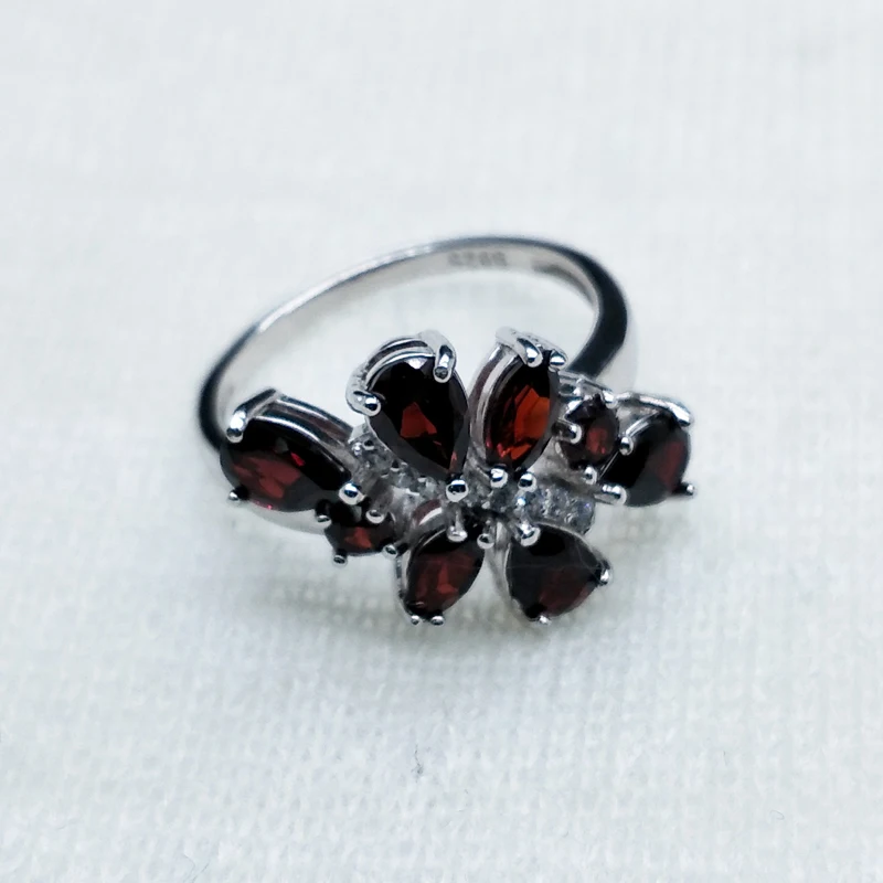 ring Натуральный Темный гранат, ювелирный набор, драгоценный камень, серьги, кольцо, серебро 925 пробы, хорошее ювелирное изделие для женщин, мама, жена, юбилей, подарок - Цвет камня: ring