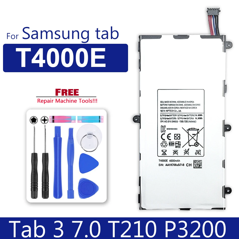 KiKiss 4000 мАч сменный аккумулятор T4000E для Samsung Galaxy Tab 3 7 0 SM T210 T211 T215 GT P3210 P3200 SM-T210 T217 |