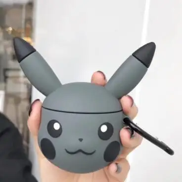 dark gray Для Air pods 2 мультфильм Симпатичные Смешные Пикачу наушники крышка для Apple беспроводной Bluetooth гарнитура Airpods Силиконовые чехлы Funda - Цвет: dark gray