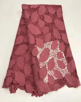 

Latest Design Nigerian Water soluble Lace Fabric African High Quality French embroidery Guipure Cord Lace With Stone Wedding