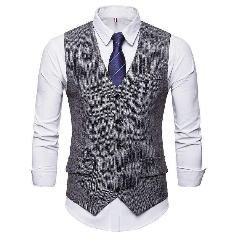 black and white vest High-end Шерсть Свадебный мужской костюм жилет высокого качества; хлопковые рождественские Slim Fit Бизнес Повседневное спортивные вечерние хост куртка без рукавов - Цвет: black and white vest