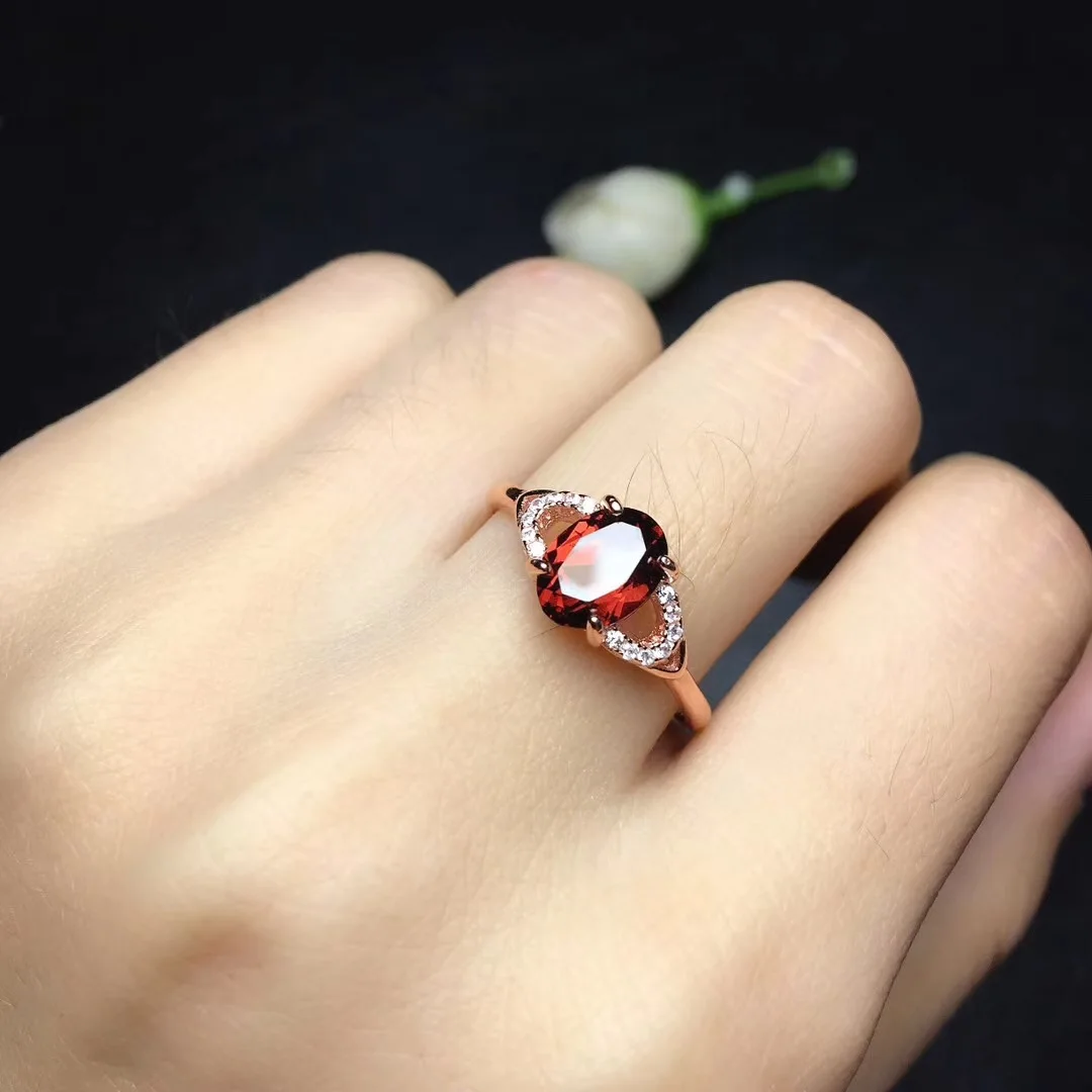 Wanglong серебряное кольцо с натуральным гранатом женские ювелирные изделия