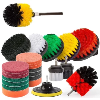 

HOT-25Pcs Drill Brush Power Cleaning Scrubber Brush Attachment Kit with Extender for Bathroom Tub Shower Tile and Car