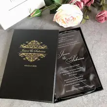 В переменного тока, 50-бесплатно при индивидуальном заказе ясно Стекло акриловые свадебные пригласительные открытки с Коробки