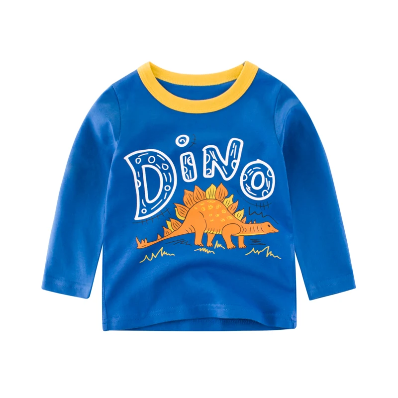 

Summer Kids Boys T Shirt Print Dinosaur Long Sleeve Baby Girls Toddler Cotton Children Tee O-neck Tee Tops Cartoon Clothing
