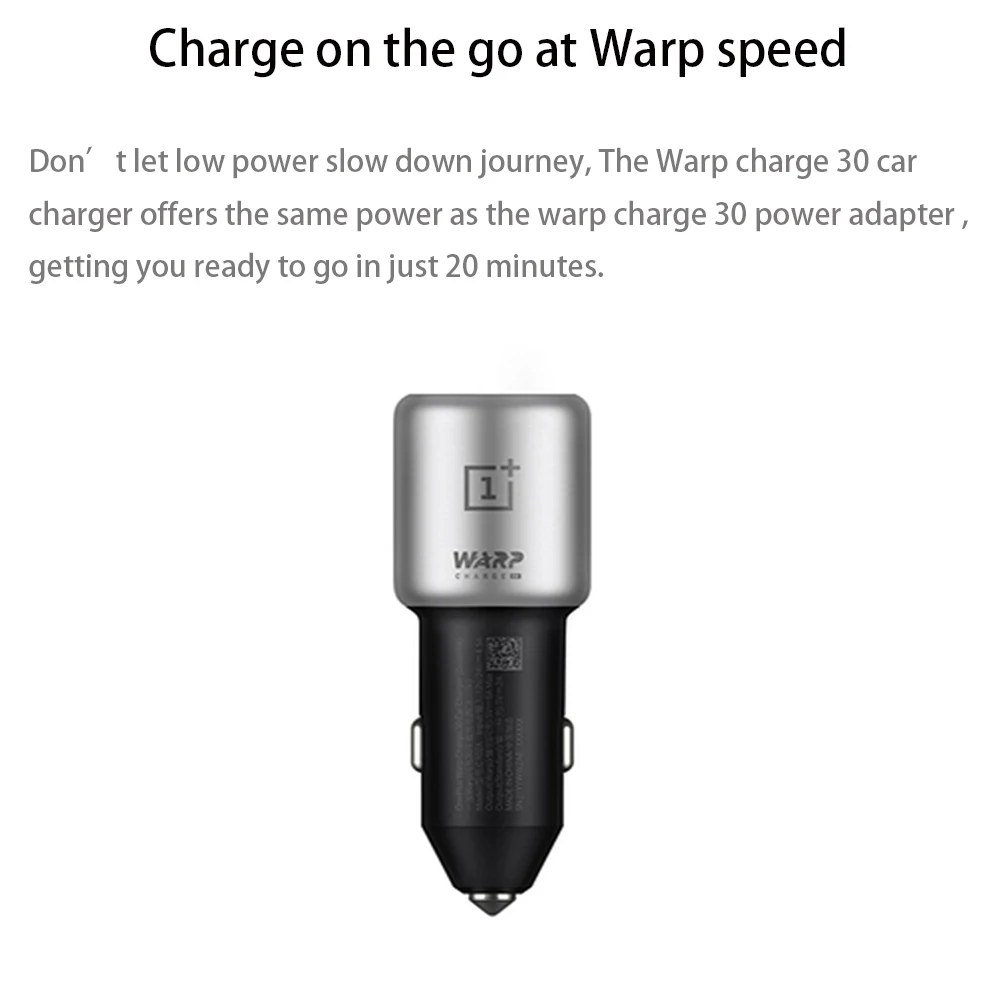 Оригинальное автомобильное зарядное устройство Oneplus Warp Charge 30 5V = 6A Max для Oneplus 7 7T Pro/Normal QC для Oneplus 3/3T/5/5 T/6/6 T/7