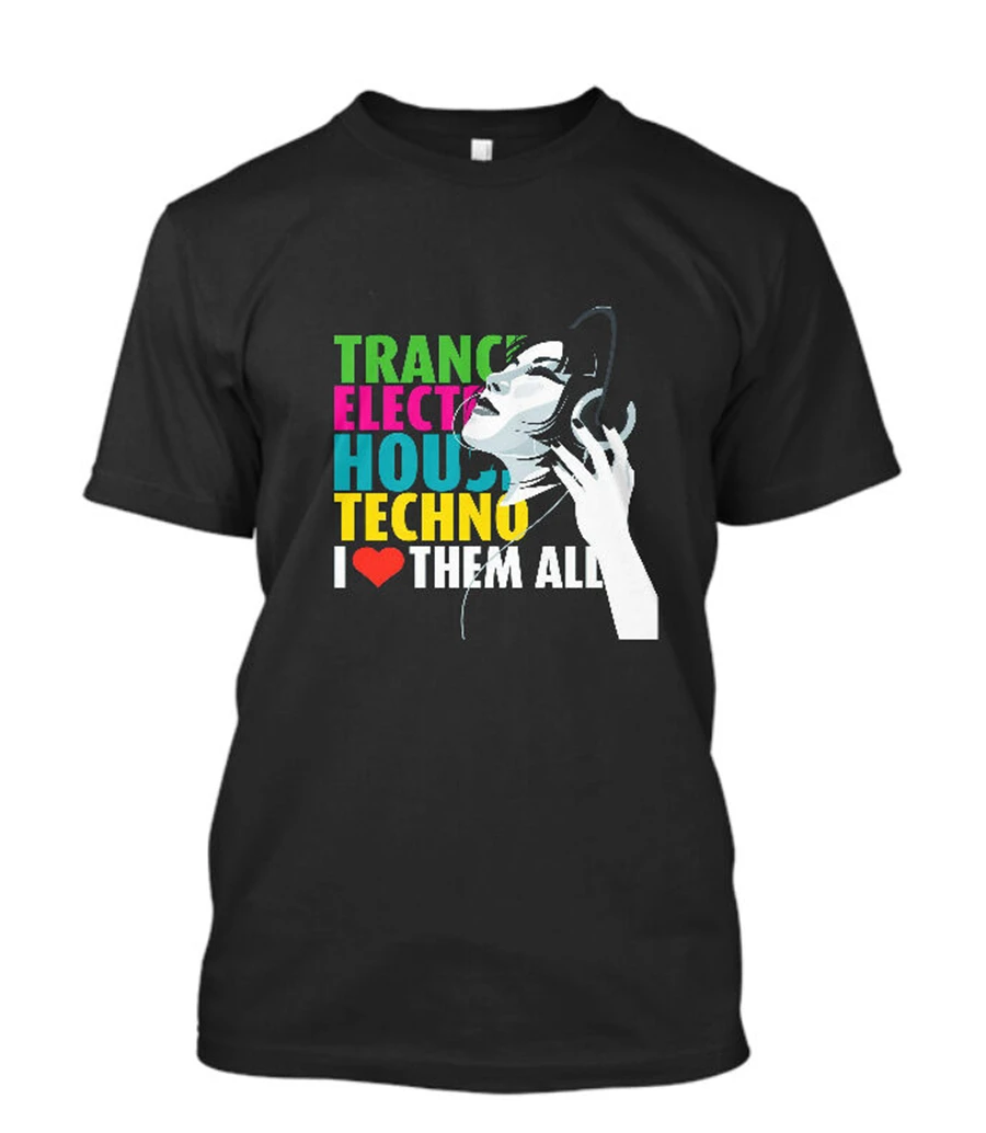 Новинка I Heart &amp Love Trance Electro House Dj Techno Мужская черная футболка S-3XL летняя стильная