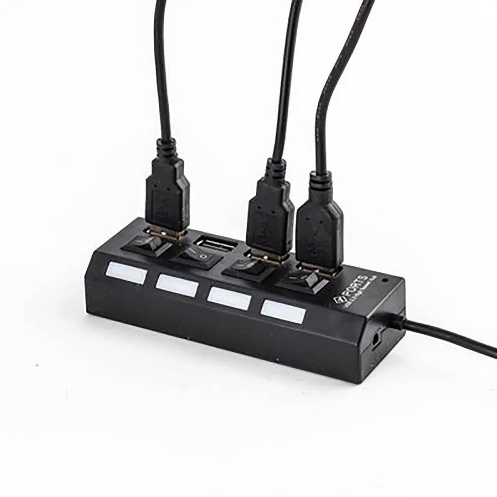 4 порта USB 2,0 мульти зарядное устройство концентратор usb-разветвитель кабеля адаптер 4 слота USB2.0 Высокоскоростной Выключатель питания вкл/выкл для ноутбука ПК планшета