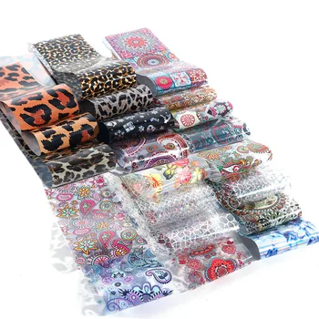 

50PCS Nails Stickers Foils Leopard Print Starry Sky Wraps Transfer Decals Polishing Sliders Wrap Tools Decor Nails Accessories
