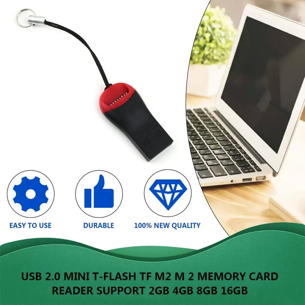 

Black & Red Multi Use USB 2.0 Mini Card Reader T-Flash TF Memory Card Reader USB Flash Drive Support 2GB 4GB 8GB 16GB