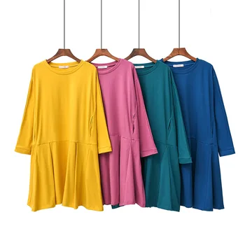 

Spring and Autumn Long Sleeve Nightdress Women's Pure Cotton Nuisette Femme Multicolor Loose Large Size Casual Homewear