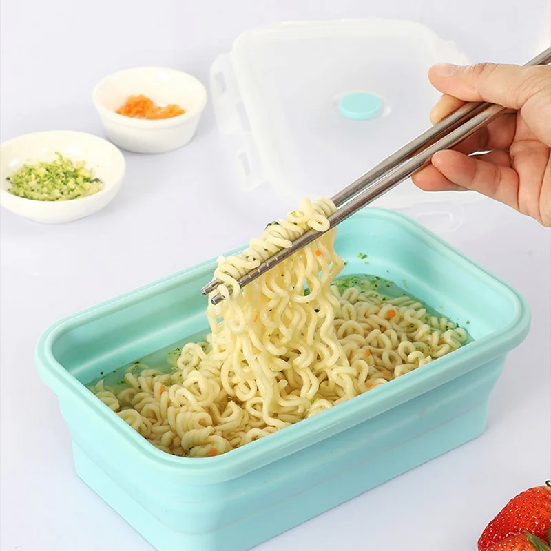 Силиконовая складная печь Bento Коробки для обедов Портативный здоровый Материал Коробки для обедов Еда контейнер для хранения Еда коробка 1 Pc/3 шт
