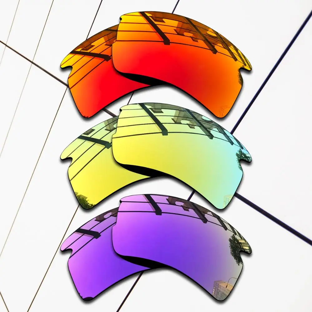 

E.O.S 3 Pairs Fire Red & Purple & 24K Gold Polarized Replacement Lenses for Oakley Flak 2.0 Asian Fit OO9271 Sunglasses